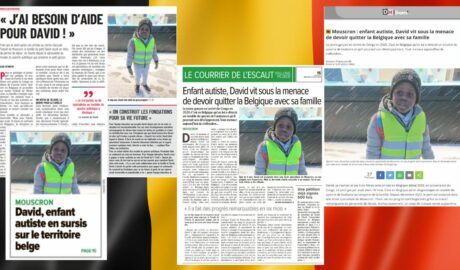 Articles de presse sur David sur fond de drapeau belge