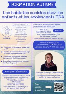 Formation les habiletés sociales chez les enfants et les ados TSA