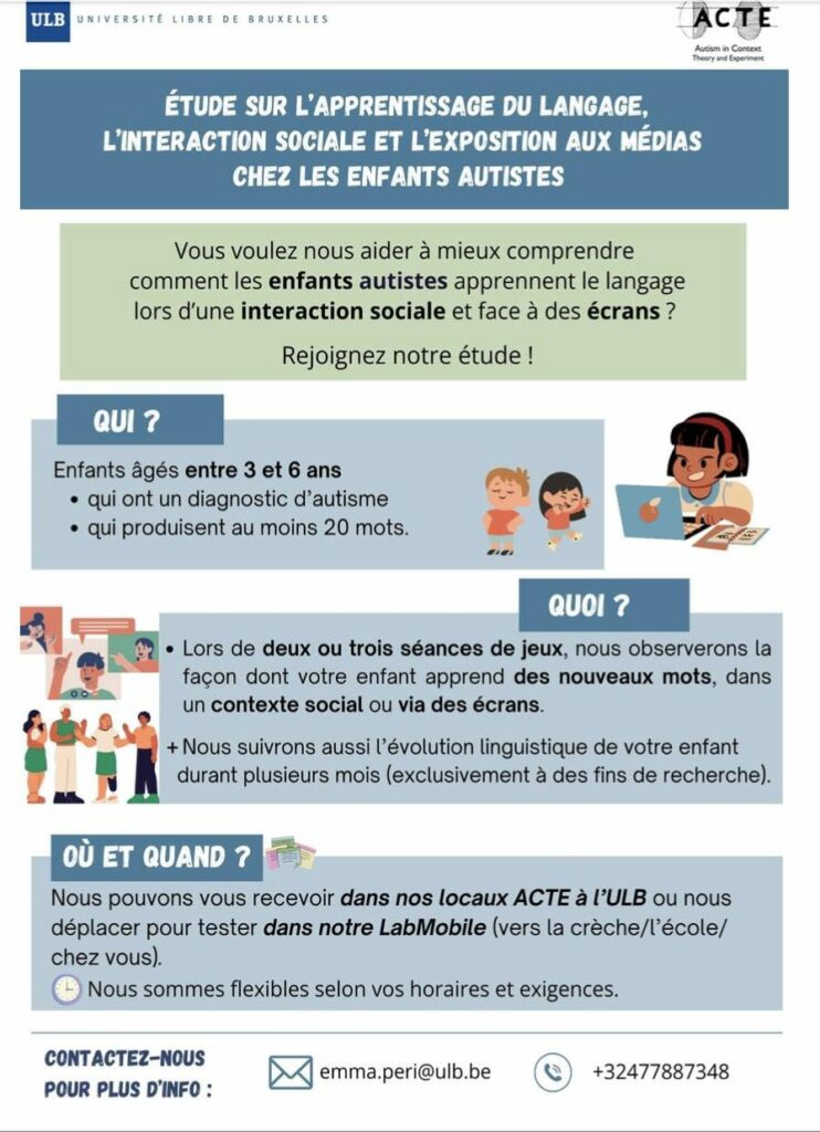 Recherche de participants – enfants autistes de 3 à 6 ans